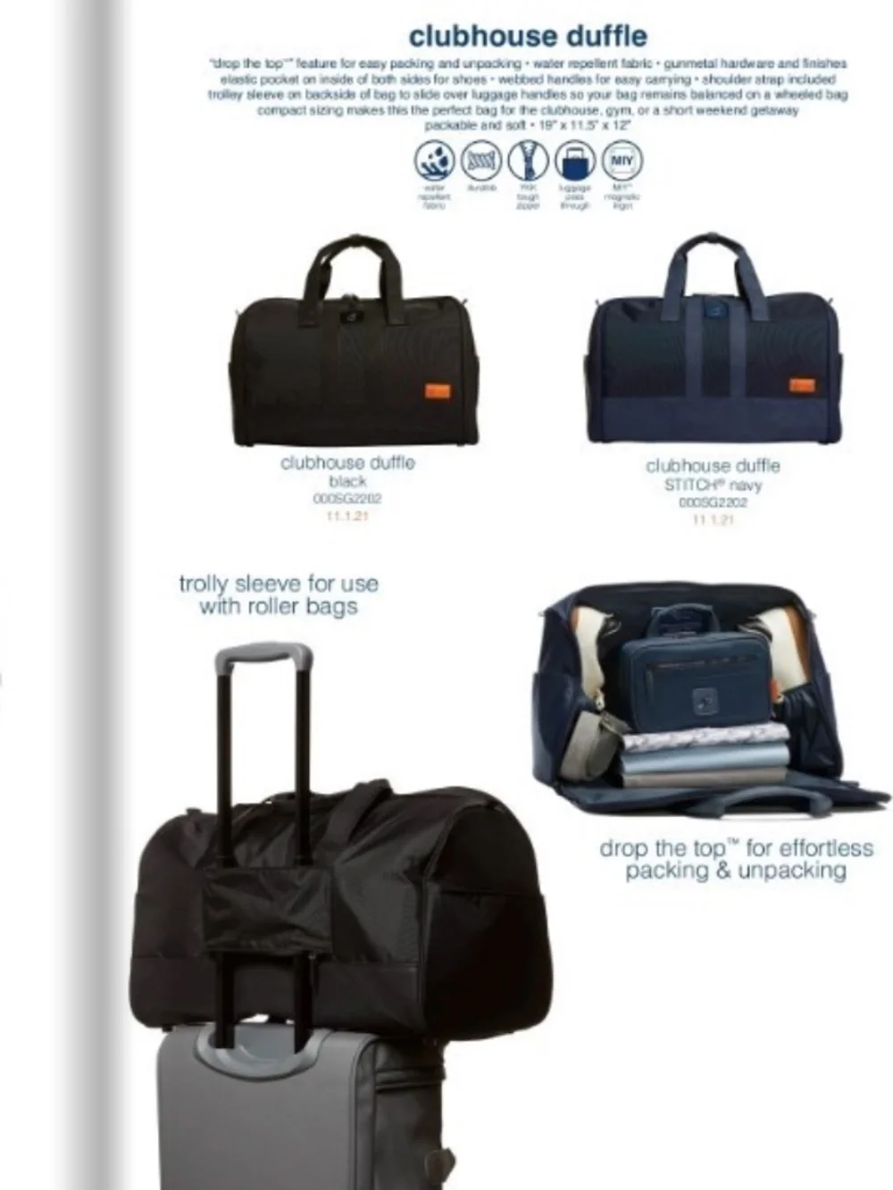 STITCH Golf Ultimate Sleek Garment Bag Duffle Bag Convertible BLUE
